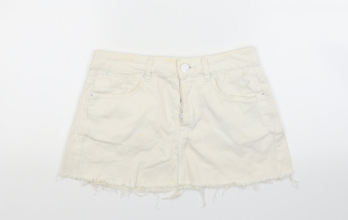 Top shop Womens White  Denim Mini Skirt Size 8
