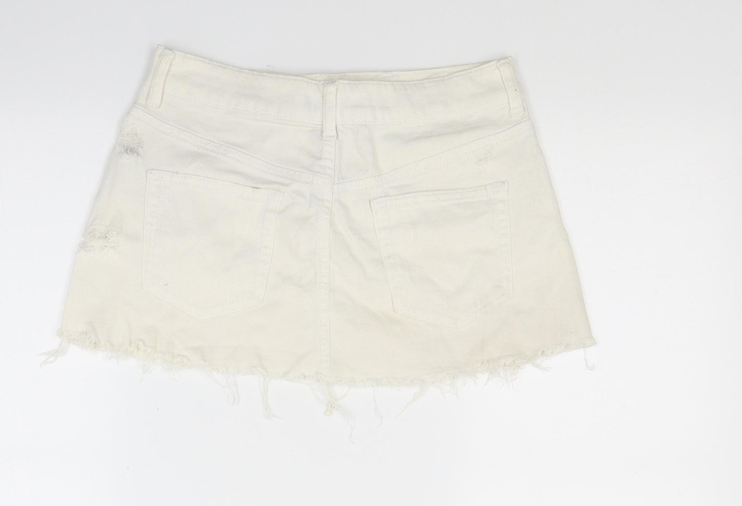 Top shop Womens White  Denim Mini Skirt Size 8