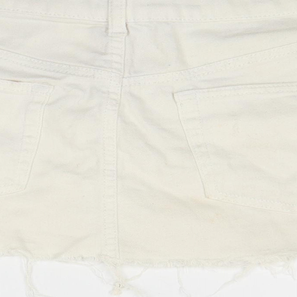 Top shop Womens White  Denim Mini Skirt Size 8