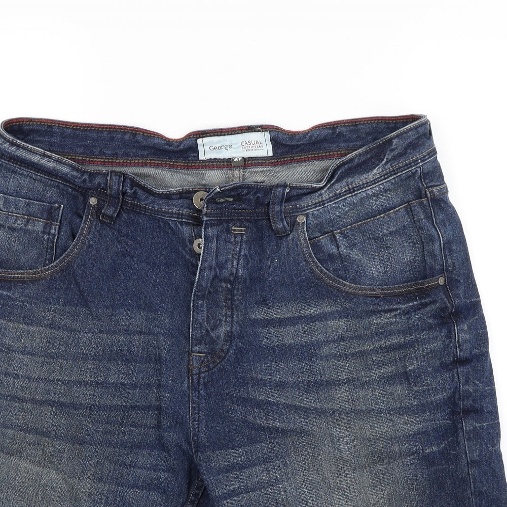 George Mens Blue  Denim Chino Shorts Size 36
