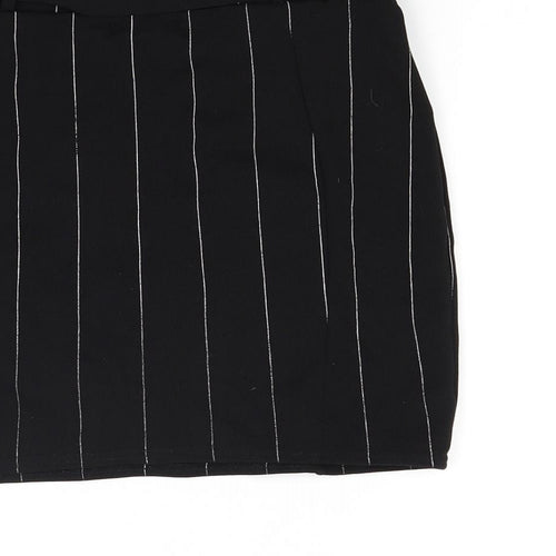 PRETTYLITTLETHING Womens Black Striped  Mini Skirt Size 12