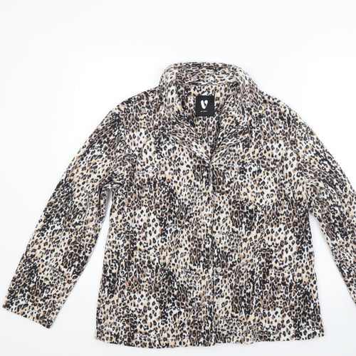 Very Womens Brown Animal Print Fleece Top Pyjama Top Size 12
