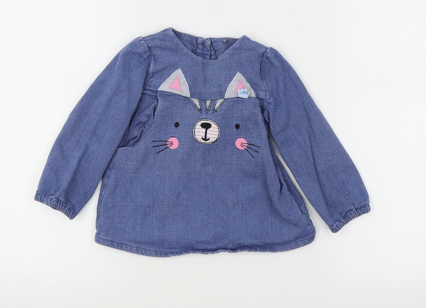 TU Girls Blue Animal Print  Basic T-Shirt Size 12-18 Months