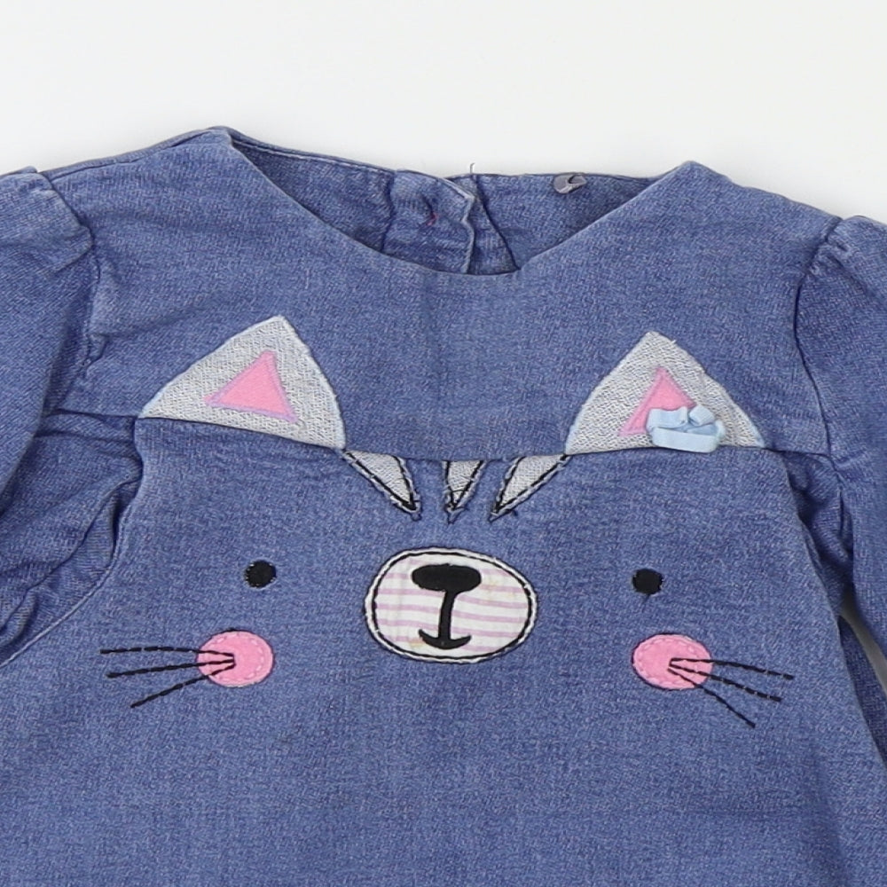 TU Girls Blue Animal Print  Basic T-Shirt Size 12-18 Months