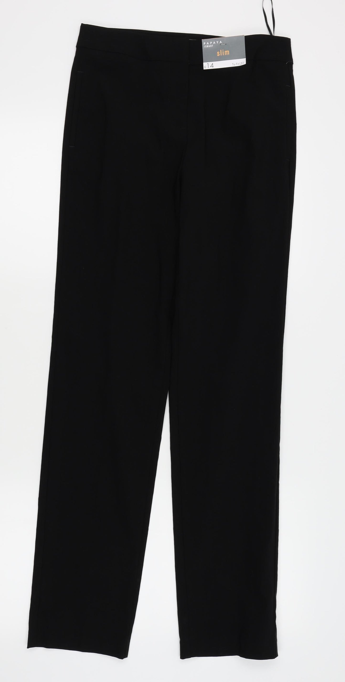 Papaya Womens Black   Trousers  Size 8 L31 in