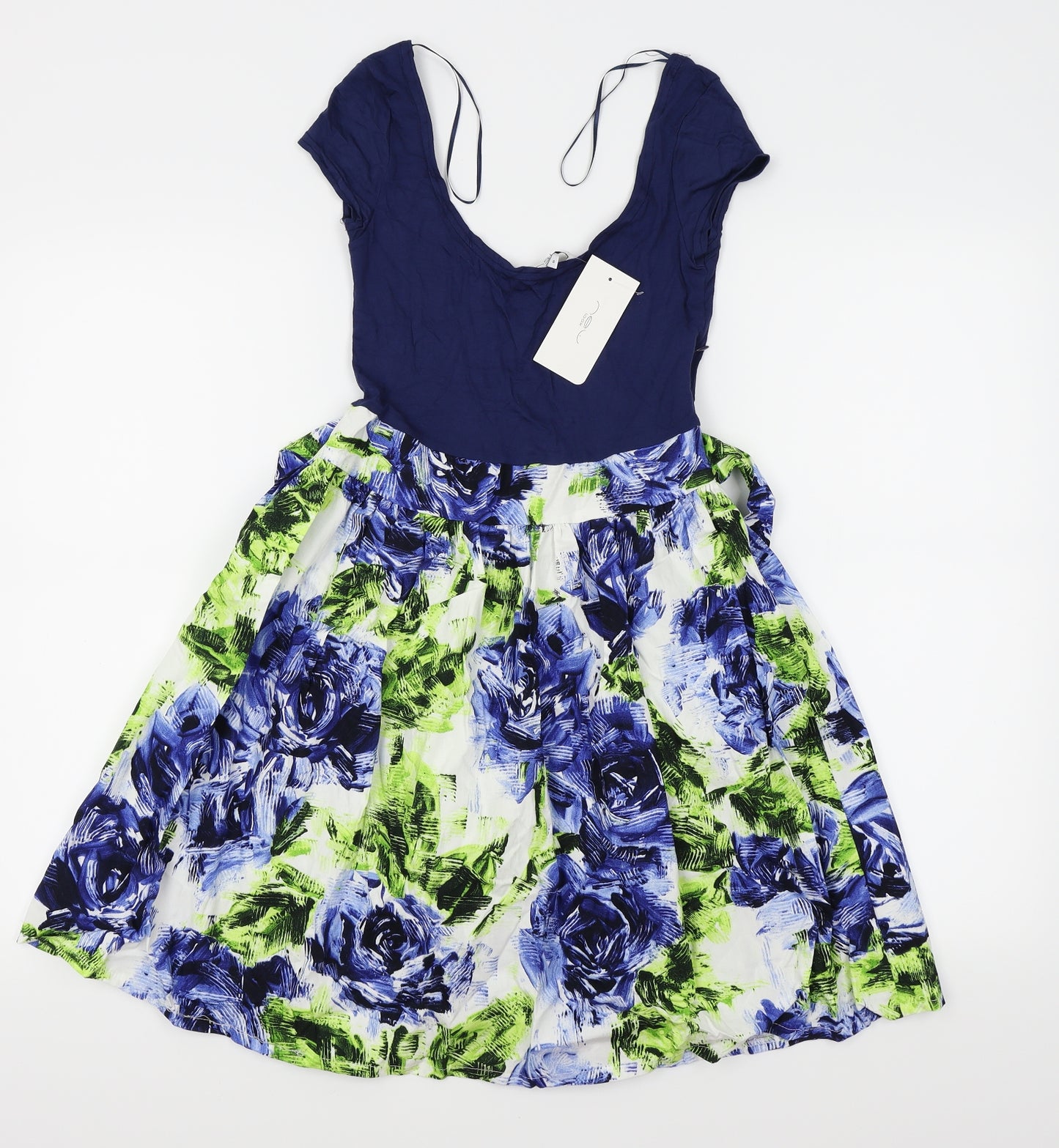 New Look Womens Blue Floral  Fit & Flare  Size 8