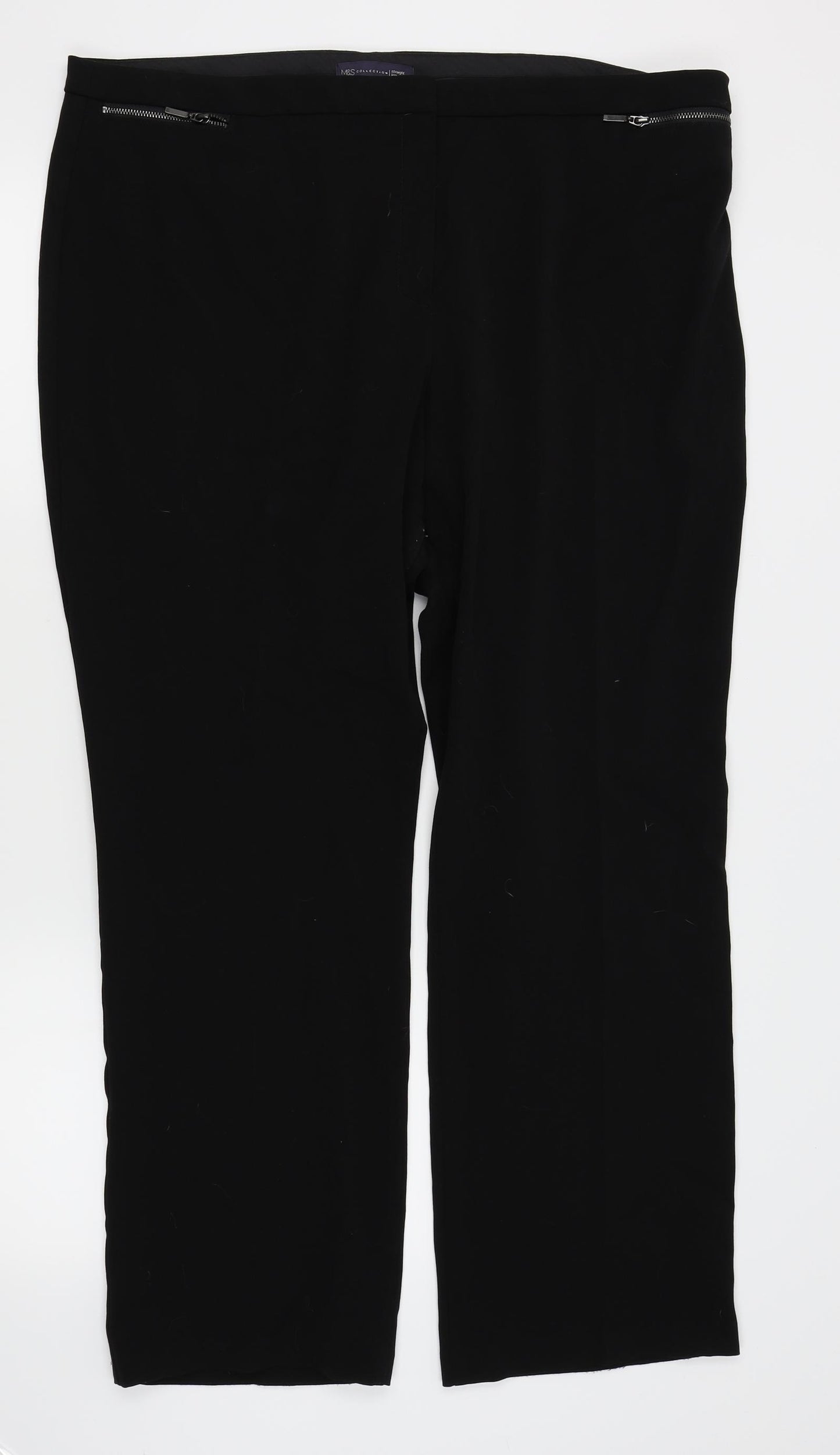 M&S Womens Black   Trousers  Size 20 L27 in