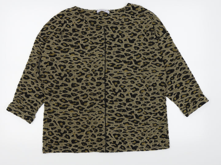 Per Una Womens Brown Animal Print Pullover Jumper Size 12