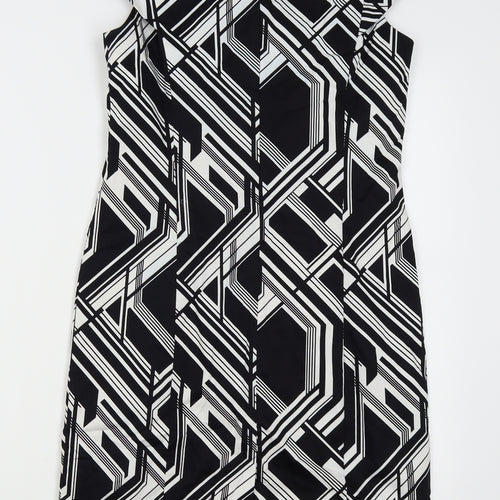Oasis Womens Black Geometric  Pencil Dress  Size 10