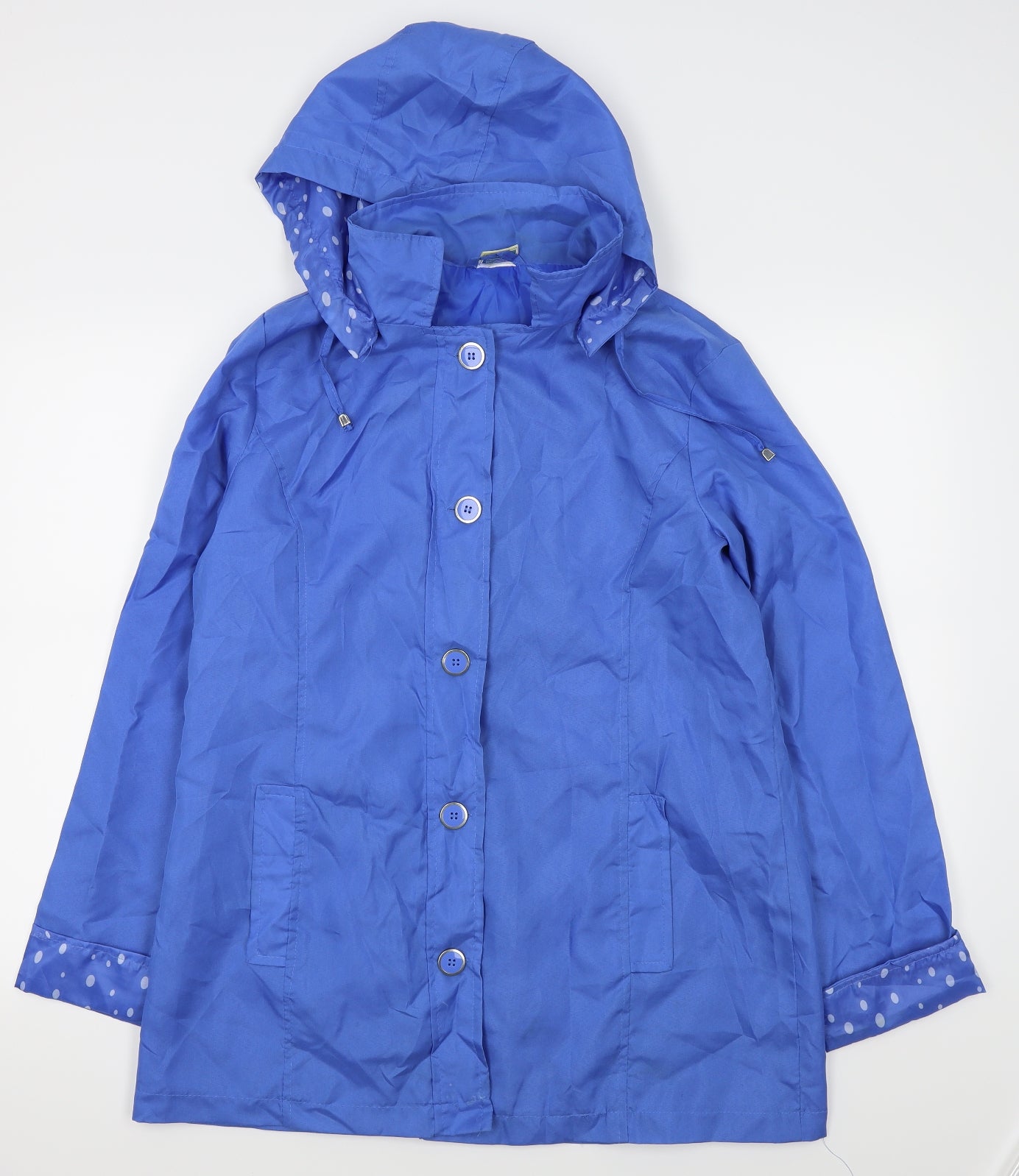 Anne De Lancay Womens Blue Polka Dot  Rain Coat Coat Size 10