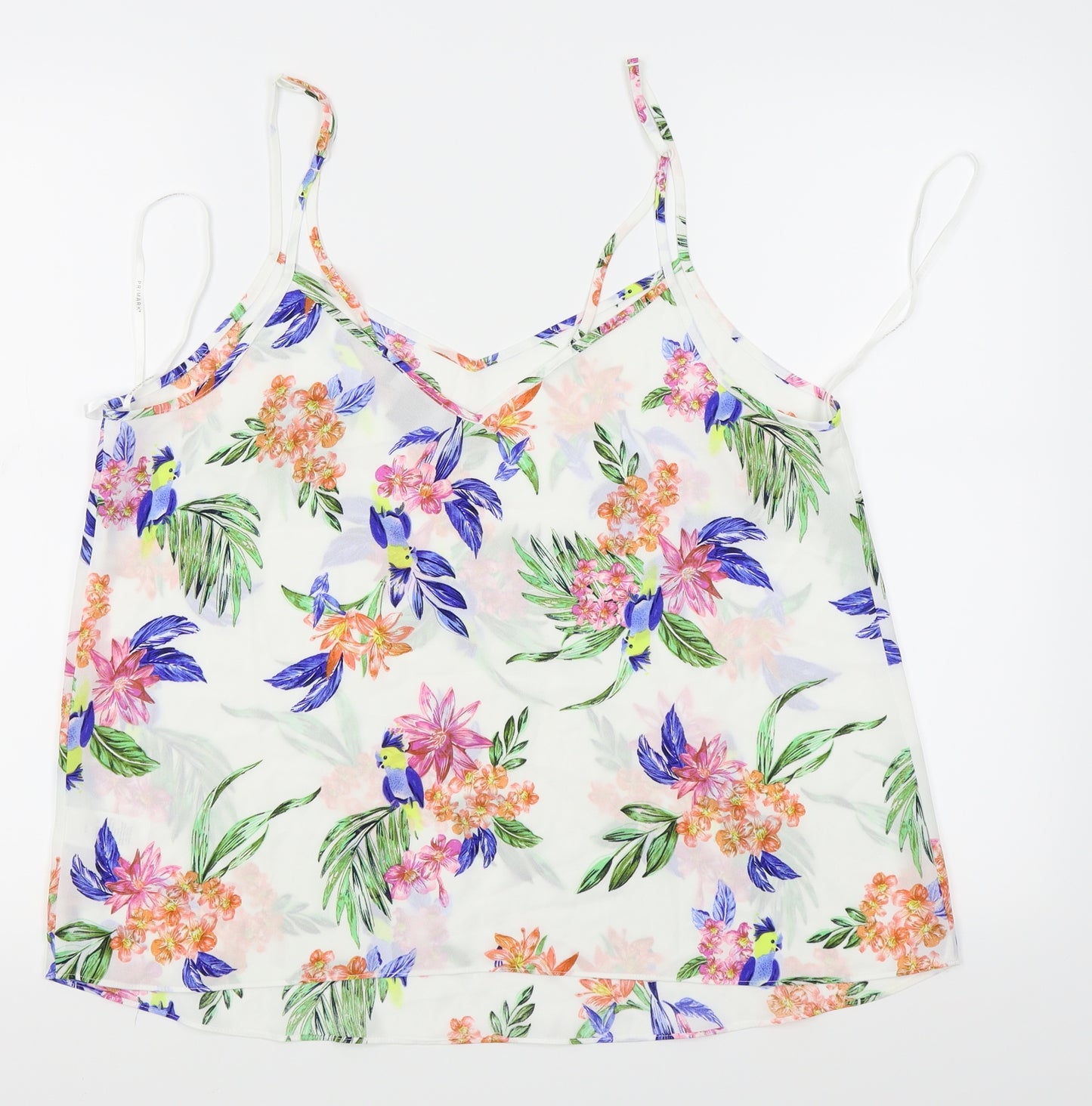 Primark Womens White Floral  Camisole Tank Size 16