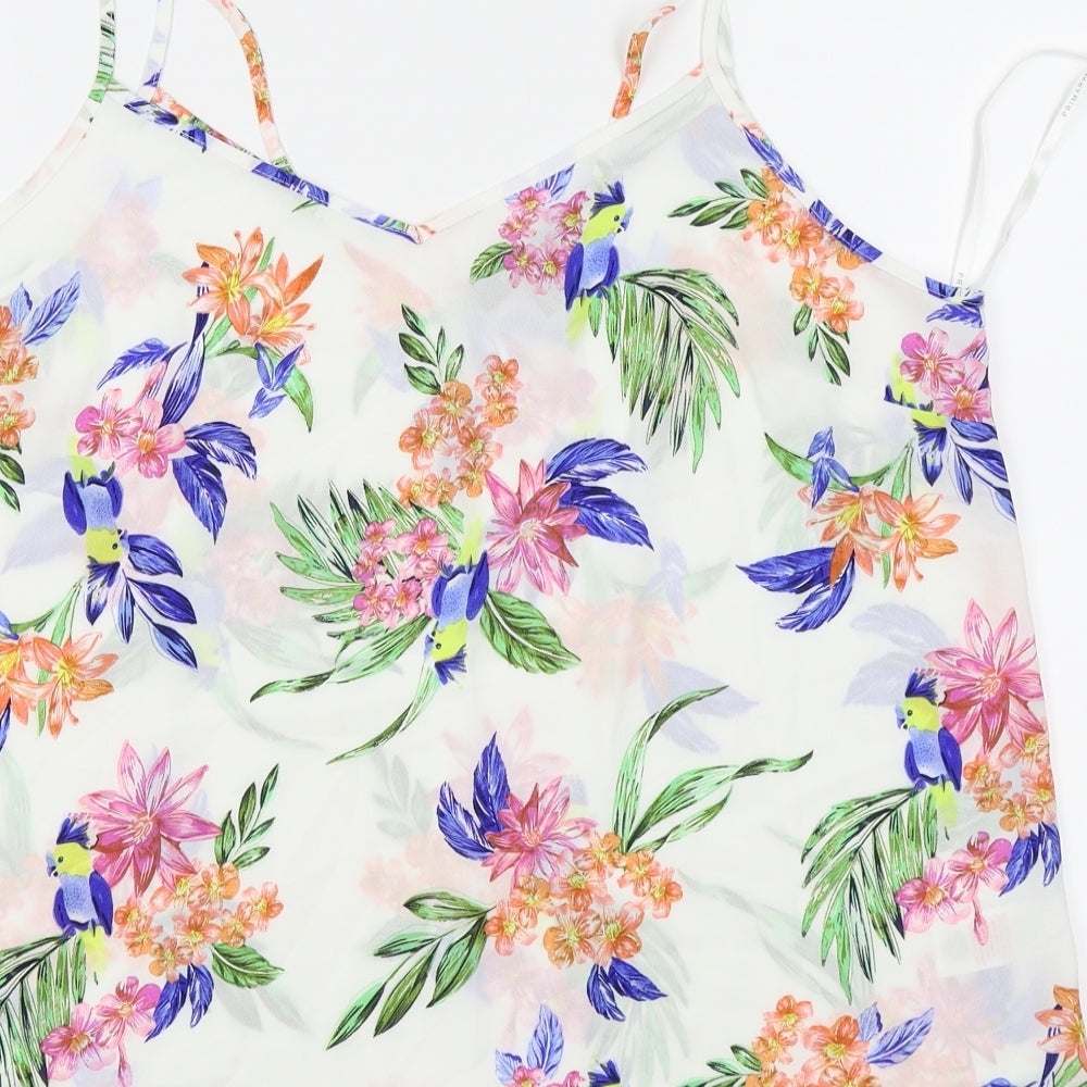 Primark Womens White Floral  Camisole Tank Size 16