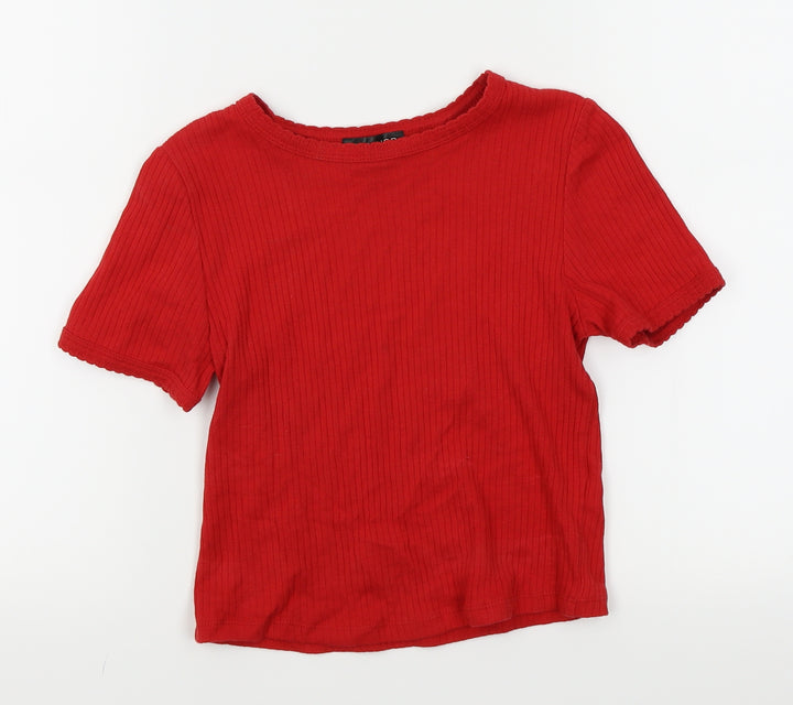 Topshop Womens Red Basic T-Shirt Size 8