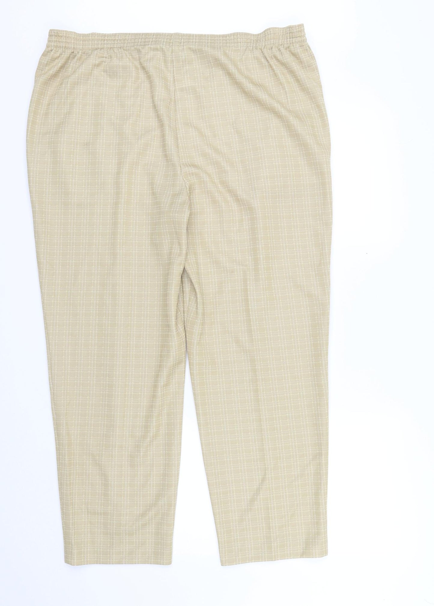 M&S Womens Beige Check  Trousers  Size 20 L25 in