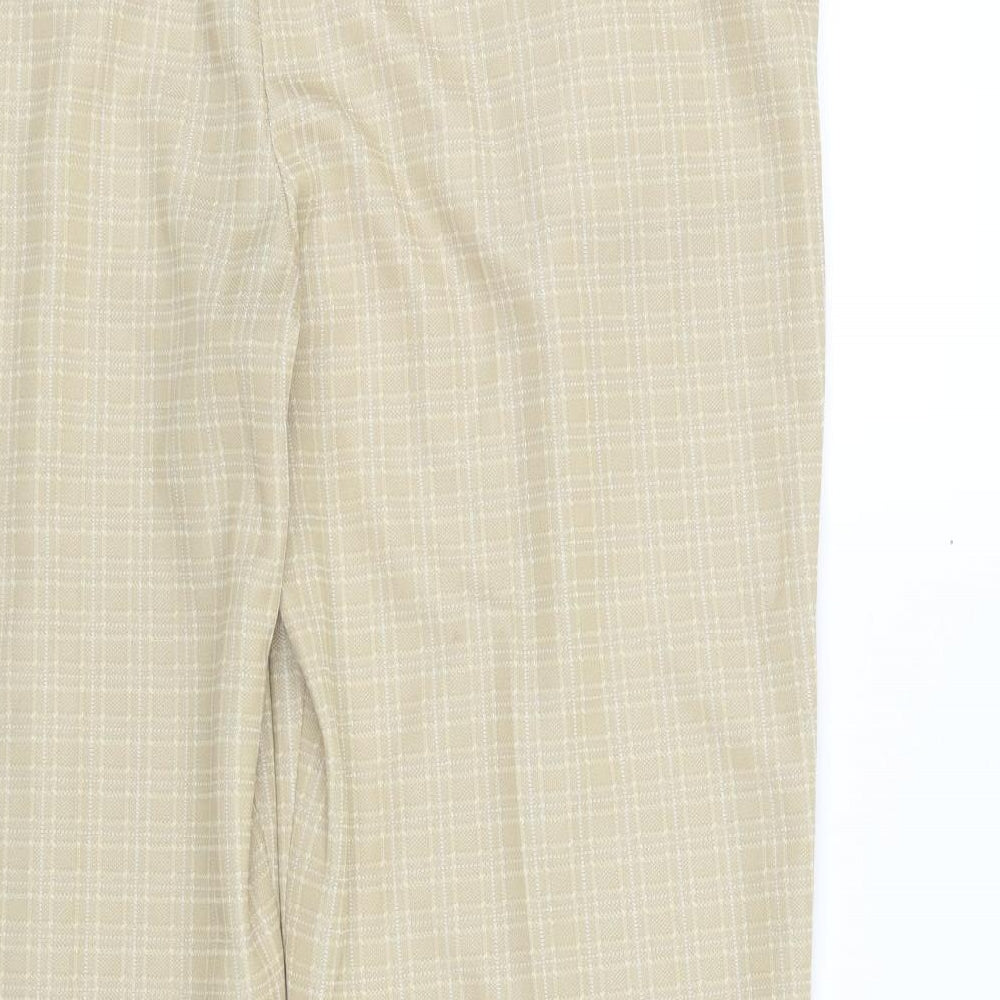 M&S Womens Beige Check  Trousers  Size 20 L25 in
