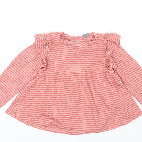 NEXT Girls Pink Striped  Pullover Jumper Size 5-6 Years  - Ruffle detail