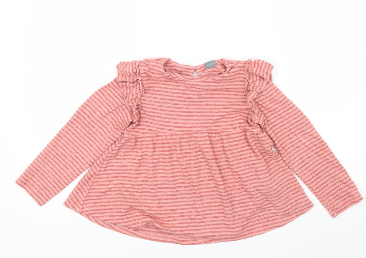 NEXT Girls Pink Striped  Pullover Jumper Size 5-6 Years  - Ruffle detail