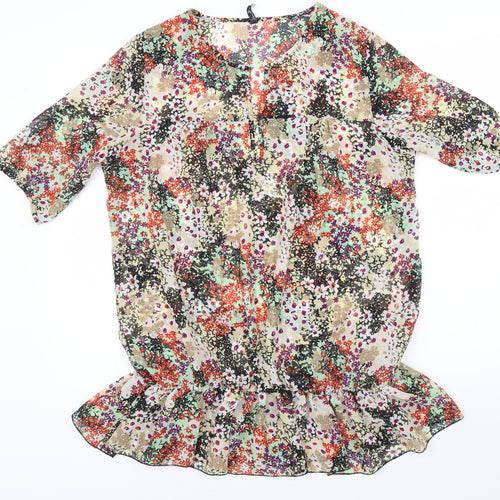 EVIE CASUALS Womens Multicoloured Floral  Basic Blouse Size 16  - Frill detail