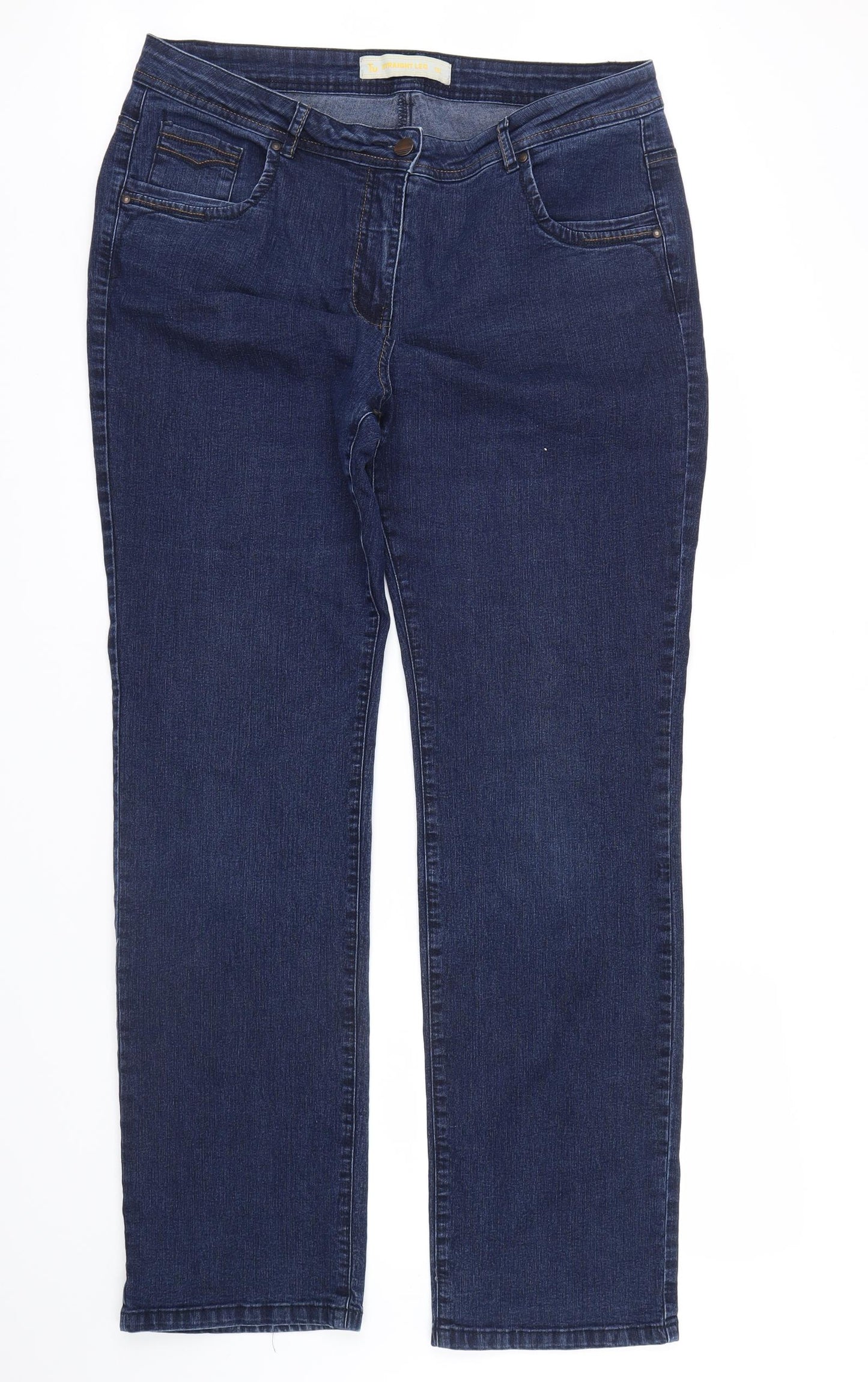 TU Womens Blue   Straight Jeans Size 18 L32 in - Embroidered BACK POCKETS