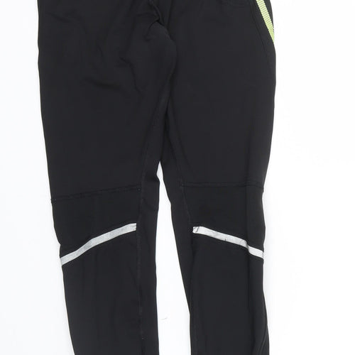 adidas Boys Black Colourblock  Sweatpants Trousers Size S - YELLOW TRIMMING