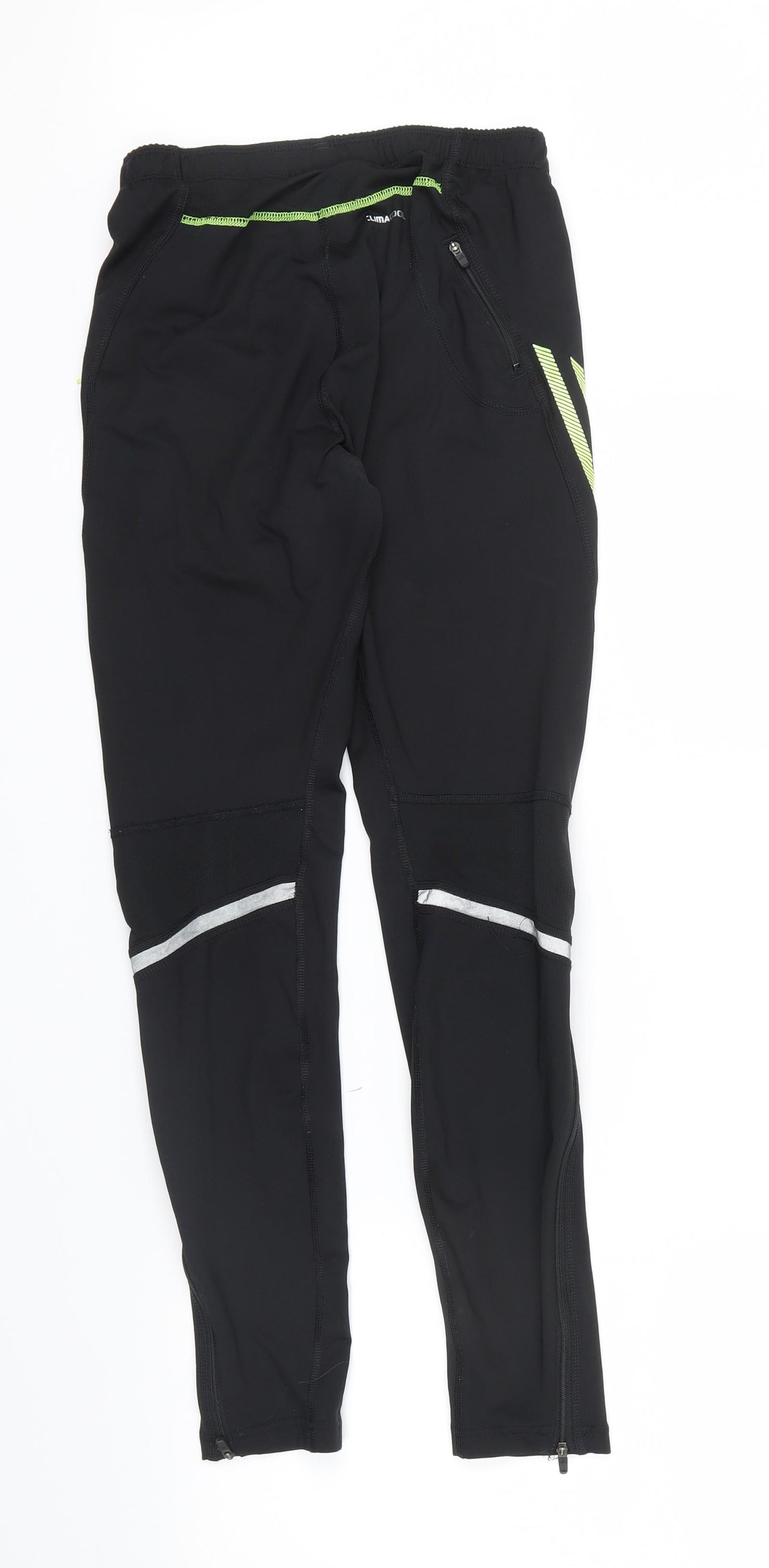 adidas Boys Black Colourblock  Sweatpants Trousers Size S - YELLOW TRIMMING