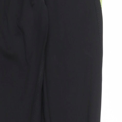 adidas Boys Black Colourblock  Sweatpants Trousers Size S - YELLOW TRIMMING
