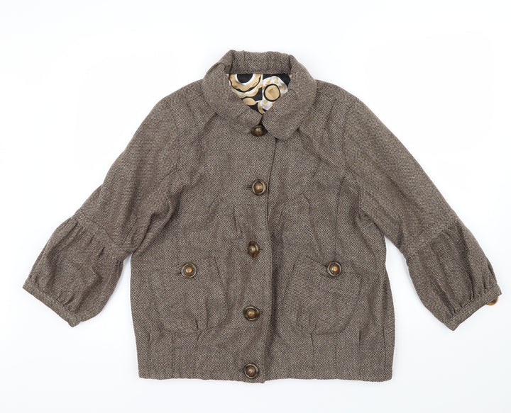 River Island Womens Brown   Jacket  Size 12  - Puff sleeve