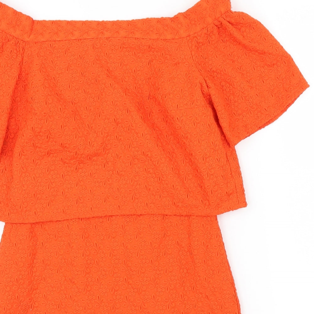 Topshop Womens Orange Floral  A-Line  Size 6