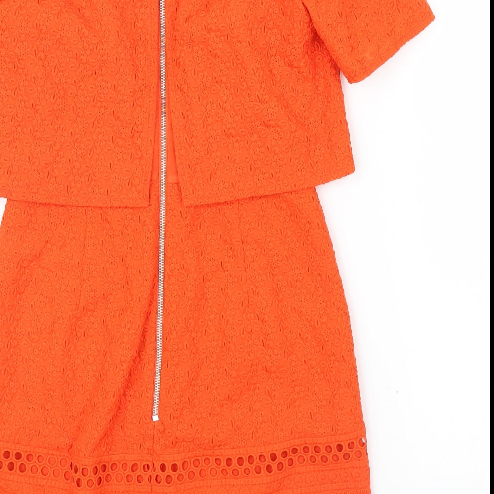 Topshop Womens Orange Floral  A-Line  Size 6