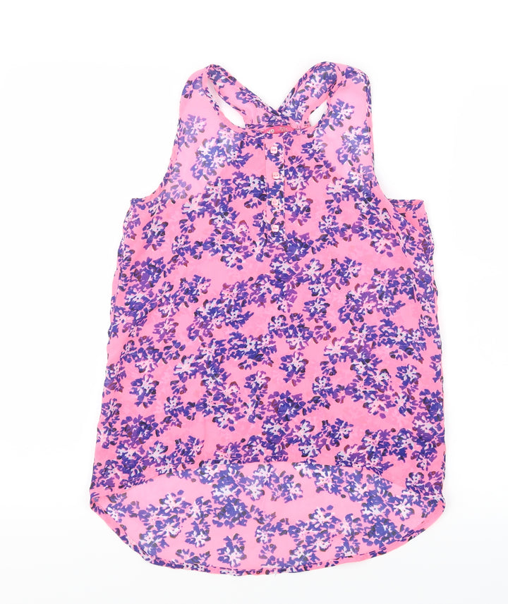 Young Dimension Girls Pink Geometric Basic Blouse Size 11-12 Years