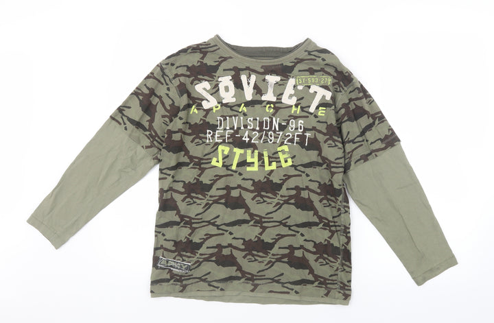 Eagles Boys Green Camouflage Basic T-Shirt Size 10-11 Years