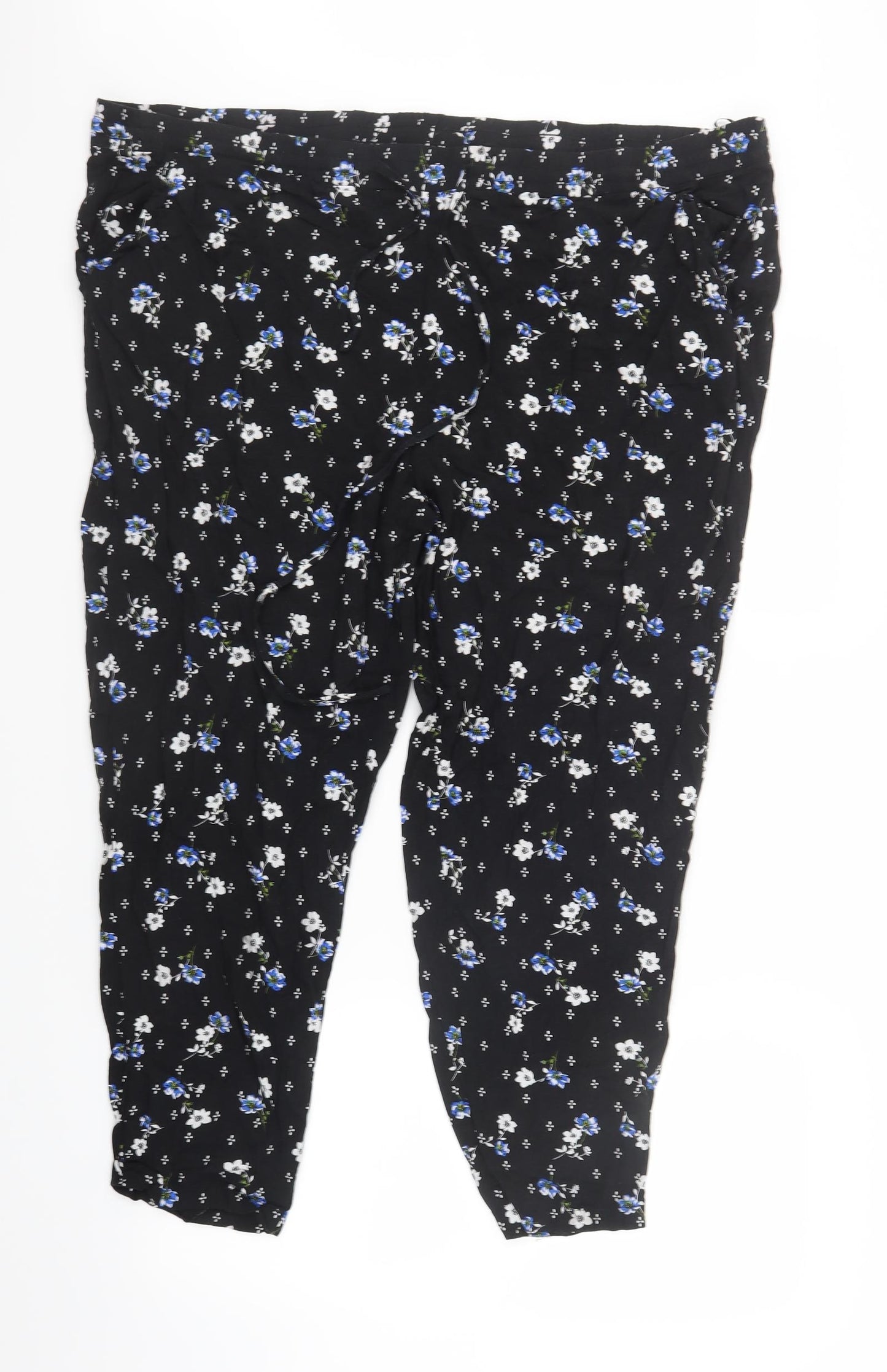 New Look Womens Black Floral  Trousers  Size 26 L24 in