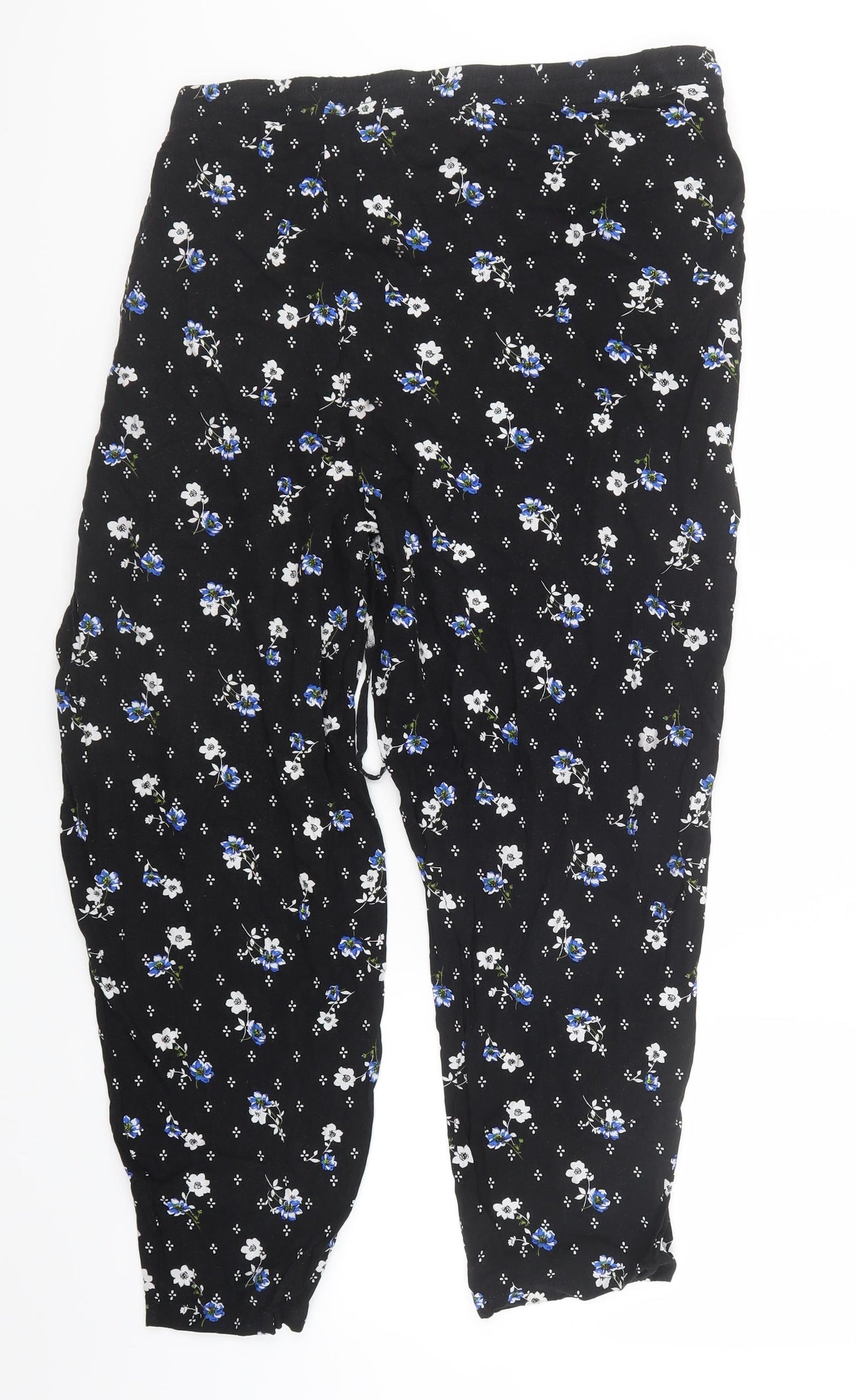 New Look Womens Black Floral  Trousers  Size 26 L24 in