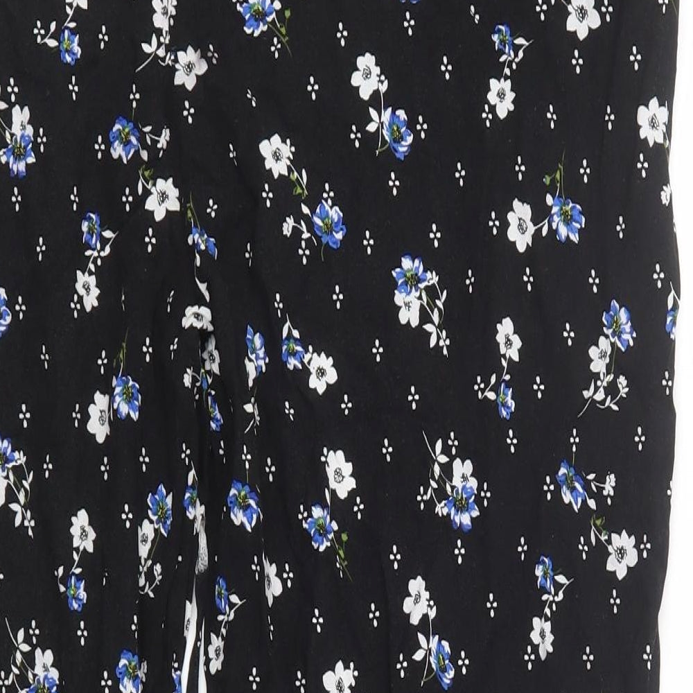 New Look Womens Black Floral  Trousers  Size 26 L24 in