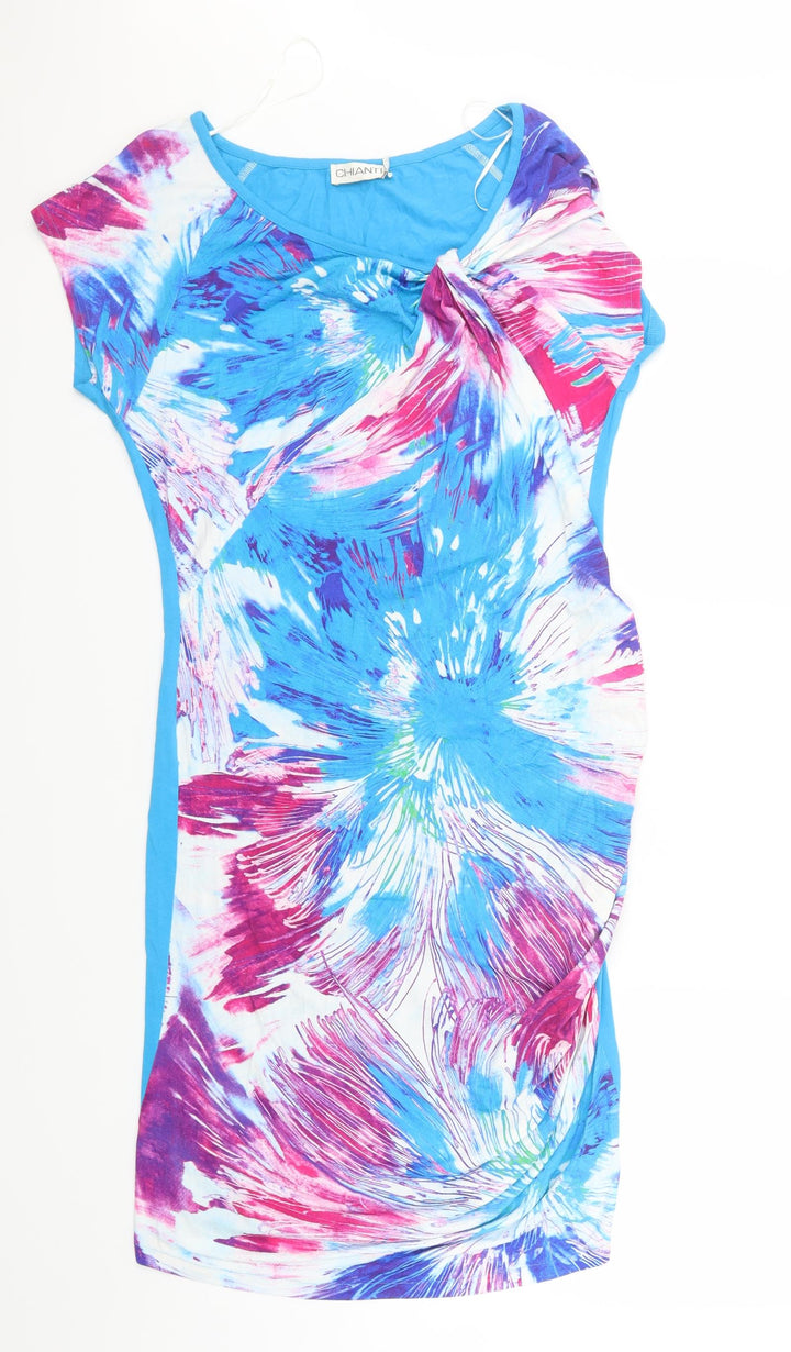 Chianti Womens Blue Geometric  T-Shirt Dress  Size 12