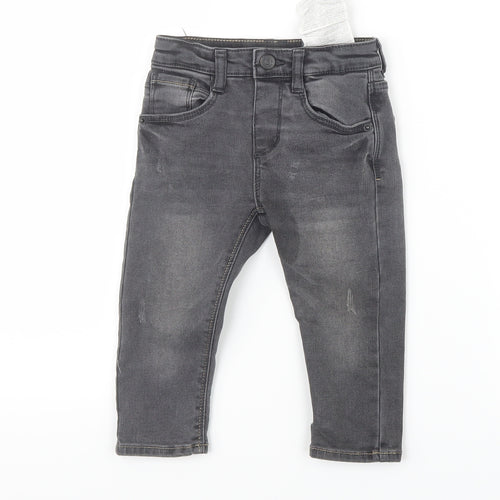 Zara Boys Grey  Denim Cargo Jeans Size 12-18 Months