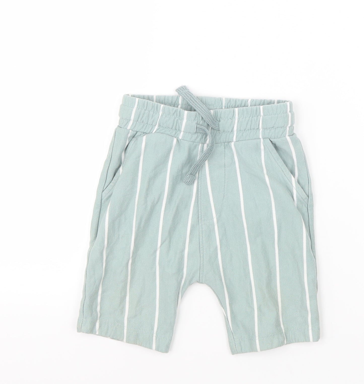 NEXT Boys Green Striped  Capri Trousers Size 18-24 Months