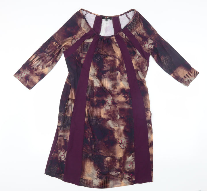 Yest Womens Purple Geometric  T-Shirt Dress  Size 10