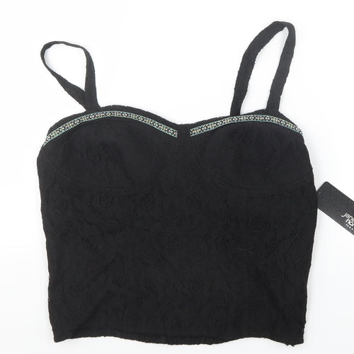 Jane Norman Womens Black   Cropped T-Shirt Size 16