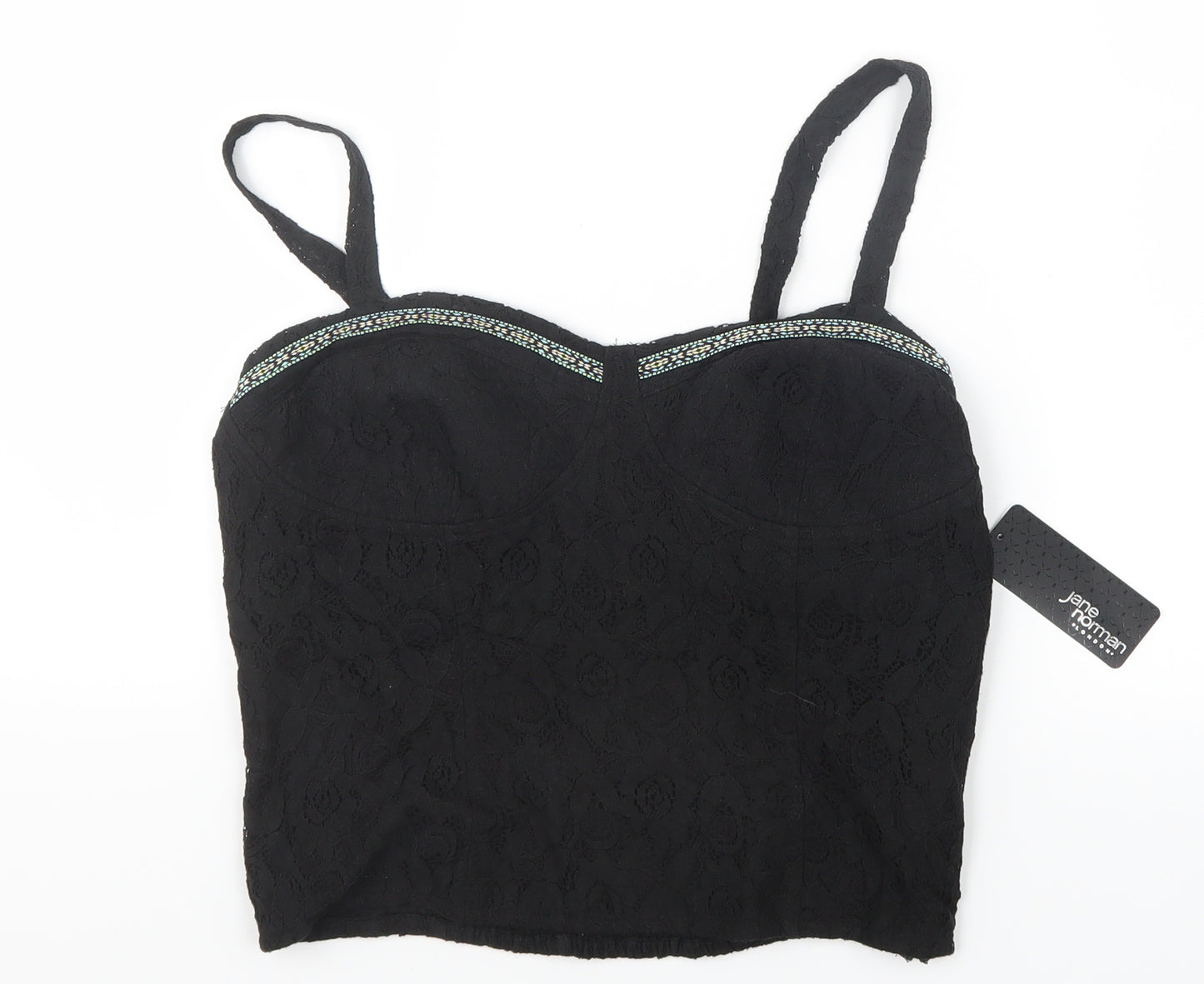 Jane Norman Womens Black   Cropped T-Shirt Size 16