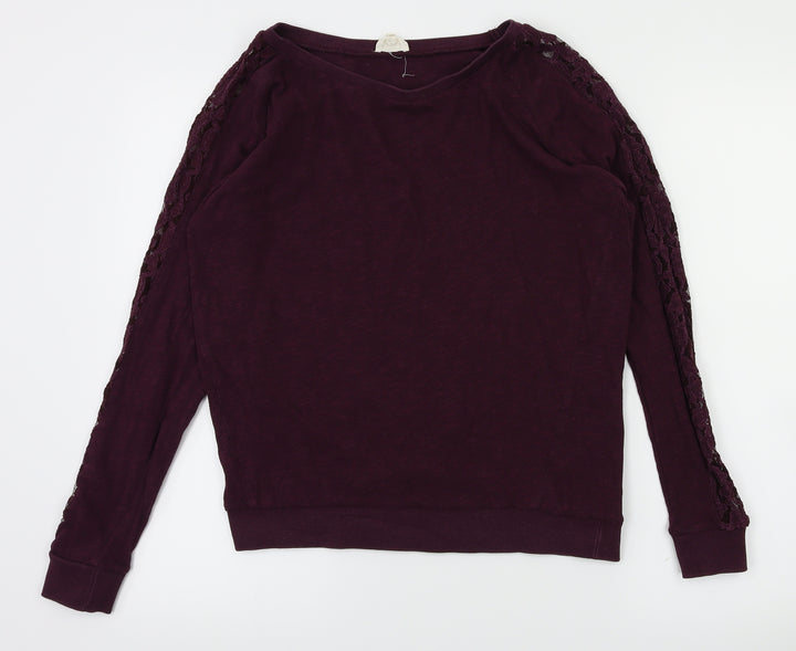 New Look Womens Purple Floral Pullover Jumper Size 8