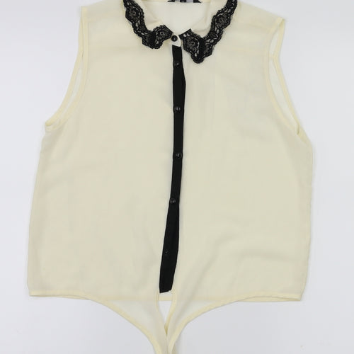 Candy Couture Womens Ivory   Basic T-Shirt Size 14