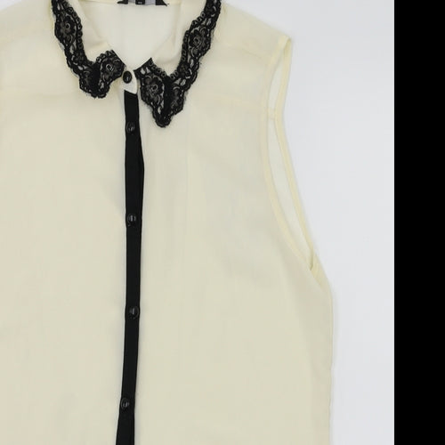 Candy Couture Womens Ivory   Basic T-Shirt Size 14