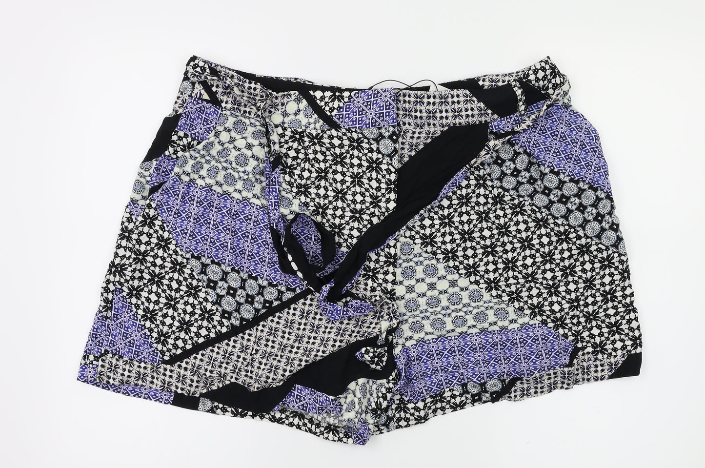 Papaya Womens Blue Argyle/Diamond  Paperbag Shorts Size 18