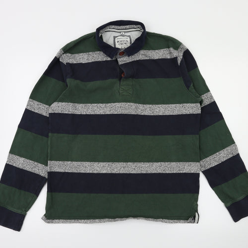 Boston crew  Mens Green Striped   T-Shirt Size S