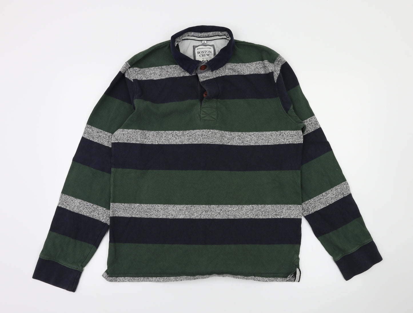 Boston crew  Mens Green Striped   T-Shirt Size S