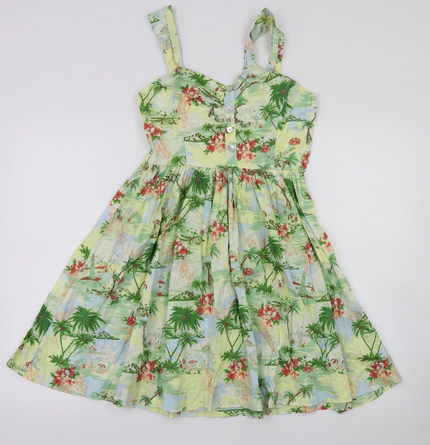New Look Womens Green Floral  Fit & Flare  Size 6