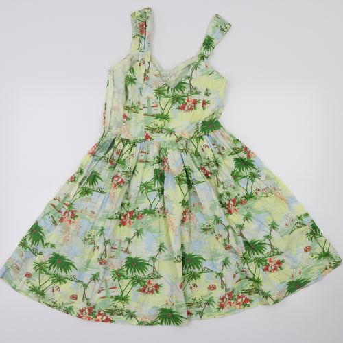 New Look Womens Green Floral  Fit & Flare  Size 6