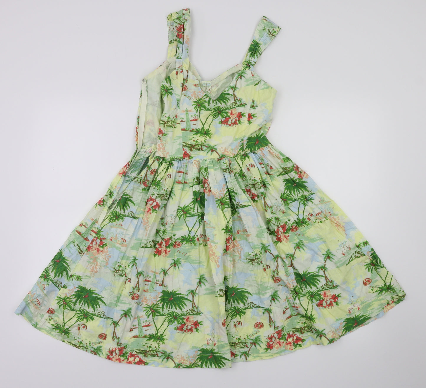 New Look Womens Green Floral  Fit & Flare  Size 6