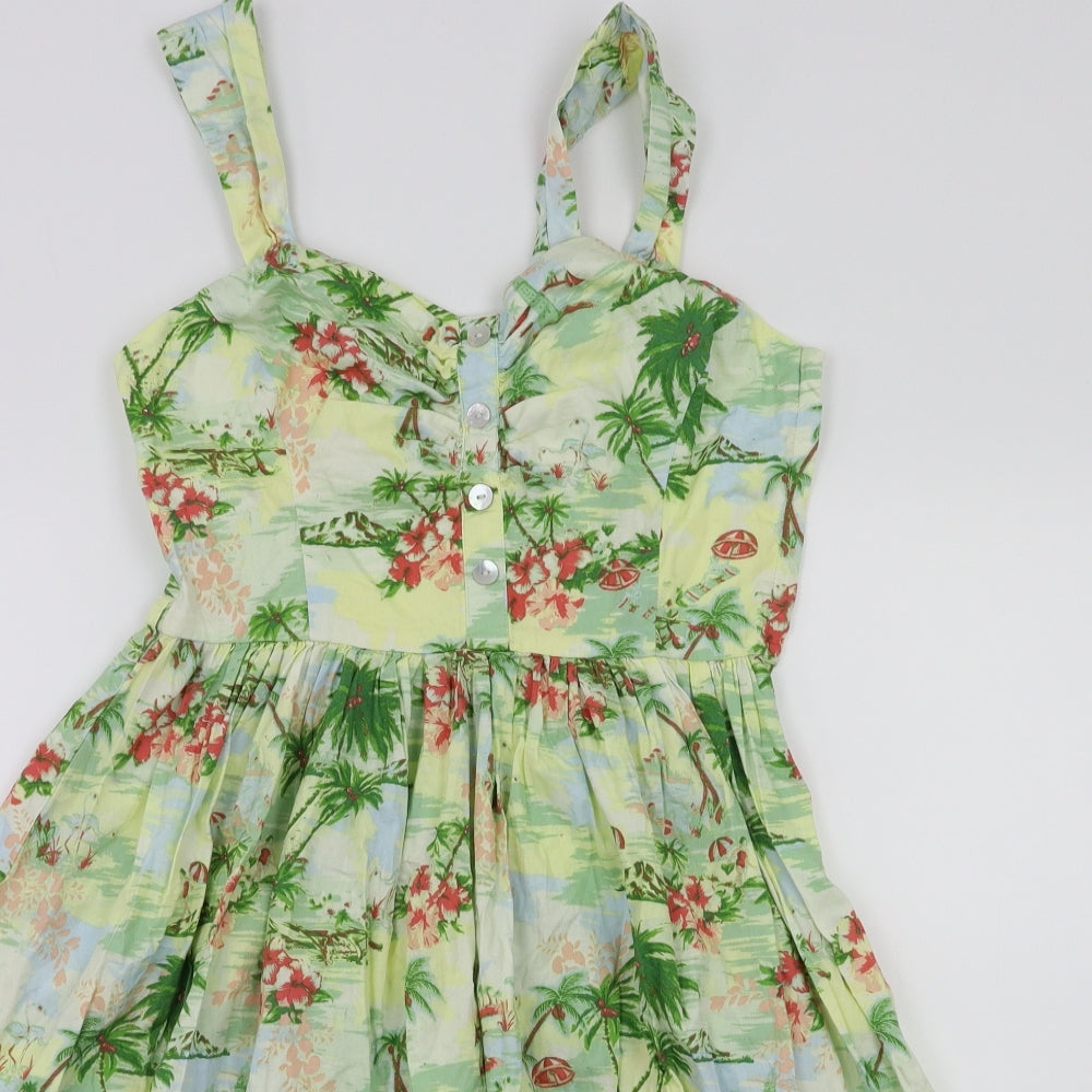 New Look Womens Green Floral  Fit & Flare  Size 6